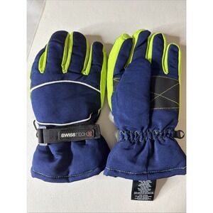 Swiss Tech Boys Ski Gloves Size L/XL Waterproof Green Blue Gloves NWOT